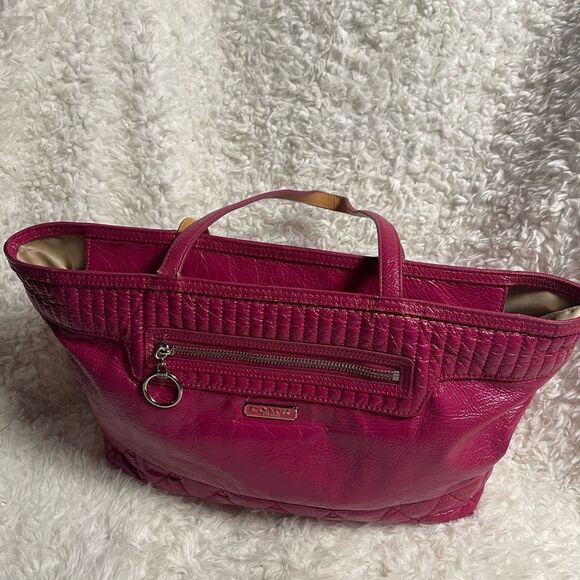 Coach Leather hot pink patent and quilted Medium Tote Bag - Picture 6 of 16